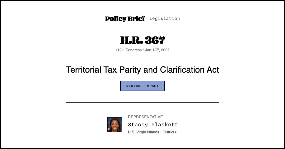H.R. 367 - Territorial Tax Parity and Clarification Act