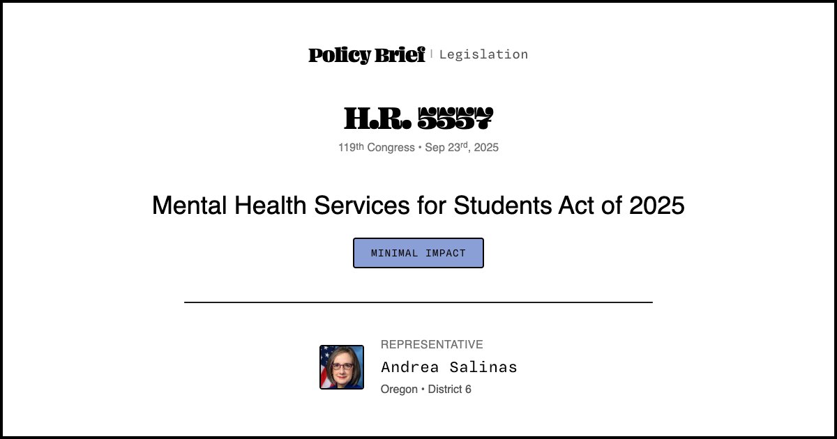 H.R. 5557 - Mental Health Services for Students Act of 2025